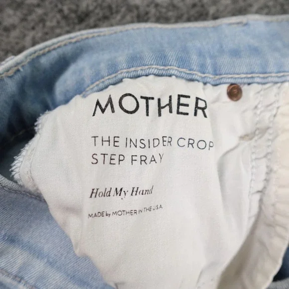 MOTHER The Insider Crop Step Fray Jeans Womens 25 Blue Denim Hold My Hand - Picture 7 of 16